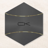 メタリックブラックと金ゴールドアクセント紙コースター ペーパーコースター (正面)