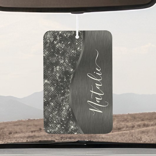 メタリックブラックグリッター パーソナライズされた カーエアーフレッシュナー