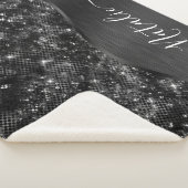 メタリックブラックグリッター パーソナライズされた シェルパブランケット (3/4)