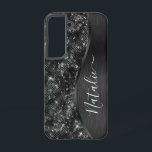 メタリックブラックグリッター パーソナライズされた SAMSUNG GALAXY S22ケース<br><div class="desc">このブラックのブラシ仕上げメタルとグラマラスなフェイクグリッターの電話ケースを自分の名前をカスタムするで簡単にパーソナライズ。</div>