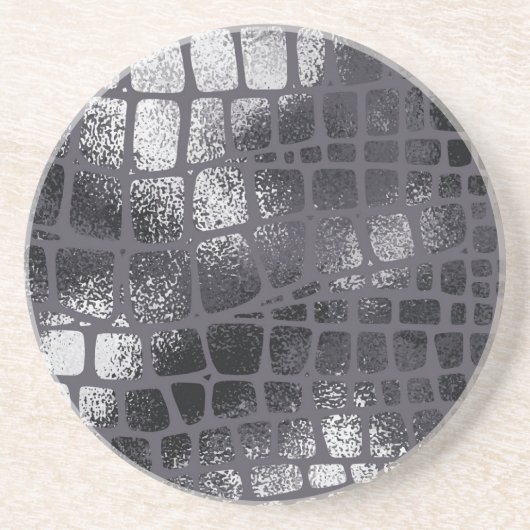 メタリックブラックスネークスキン：テクスチエレガントャ コースター (正面)