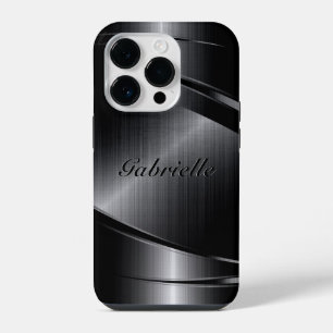 メタリックブラックデザインのアルミニウム調ケース-M iPhone 14 PROケース