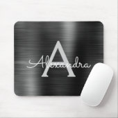 メタリックブラックビジネスフォイルモノグラム名 マウスパッド (マウス)