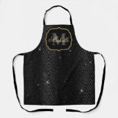 メタリックブラック&グリッターグラムアールデコ エプロン (正面)