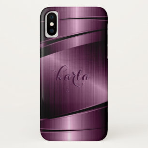 メタリックブルゴーニュレッドのジオメトリック背景 iPhone X ケース