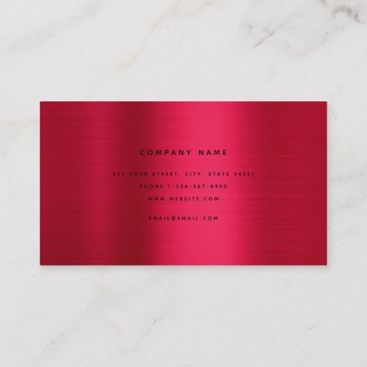 メタリックブルゴーニュレッドモノグラムモダンミニマリスト 名刺 (裏面)