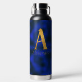 メタリックブルーおよび金ゴールドモノグラムA ウォーターボトル (正面)