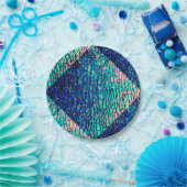 メタリックブルーとグリーンパーティー ペーパープレート (パーティー)