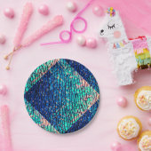 メタリックブルーとグリーンパーティー ペーパープレート (パーティー)