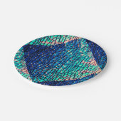 メタリックブルーとグリーンパーティー ペーパープレート (アングル)