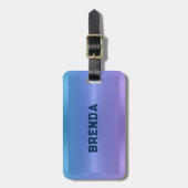 メタリックブルーとパープルの背グラデーション景 ラゲッジタグ (正面縦)