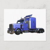 メタリックブルーのセミトラクタートレーラートラック ポストカード (正面)