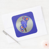 メタリックブルーのレトロスクーターとターゲットシール スクエアシール (封筒)