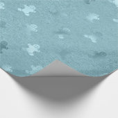 メタリックブルークリスマスジンジャーブレッドマンパターン ラッピングペーパー (角)