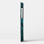 メタリックブルーグリーンブラシアルミニウム&ブラックレース Case-Mate iPhoneケース (裏面 / 左)