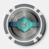 メタリックブルーグリーン鋼トロムペロエイルモノグラム ポーカーチップ (裏面)