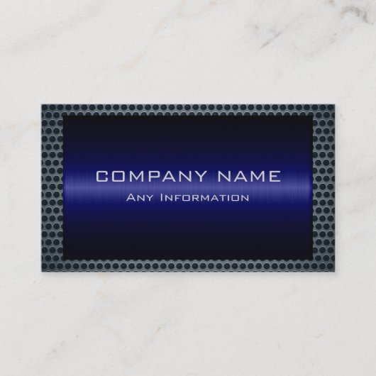 メタリックブルーステンレスグレースチールホールルック 名刺 (正面)