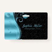 メタリックブルースワールブラックダマスク バッジ (正面)