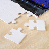 メタリックブルーセミトラクタトレーラートラック ジグソーパズル (側面)