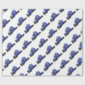 メタリックブルーセミトラクタトレーラートラック ラッピングペーパー (フラット)