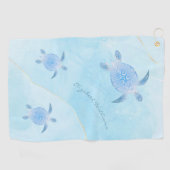 メタリックブルータートルスカイブルーインクモノグラムゴルフツー ゴルフタオル (横)