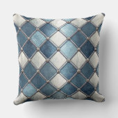 メタリックブルーダイヤモンド - 幾何学的なインダストリアル クッション (裏面)