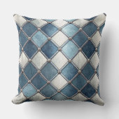 メタリックブルーダイヤモンド - 幾何学的なインダストリアル クッション (正面)