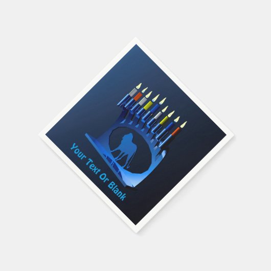 メタリックブルーチャヌカー(ユダヤ教)メノラー スタンダードカクテルナプキン (角)