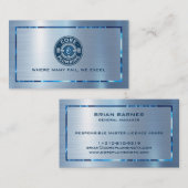 メタリックブルーテクスチャステンレス鋼の外観 名刺 (正面/裏面)