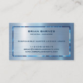 メタリックブルーテクスチャステンレス鋼の外観 名刺 (裏面)