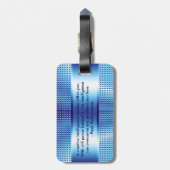 メタリックブルーテクスチャプリントモノグラはっきりしたム ラゲッジタグ (裏面縦)