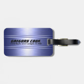 メタリックブルートーンストライプパターン2 ラゲッジタグ (裏面横)