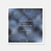 メタリックブルーネイビー結婚ガラスイベントブライダル スタンダードカクテルナプキン (正面)