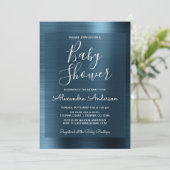 メタリックブルーフォイルベビーシャワー招待状 招待状 (スタンド正面)