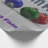 メタリックブルーフォントとオーナメントデザインクリスマス ラッピングペーパー (角)