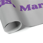 メタリックブルーフォントとオーナメントデザインクリスマス ラッピングペーパー (ロールコーナー)