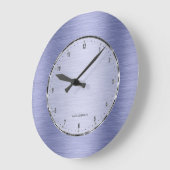 メタリックブルーブラシ仕上げアルミルック ラージ壁時計 (傾斜)