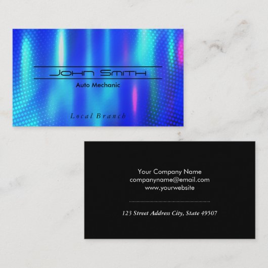 メタリックブルーブラシ仕上げ工業用名刺 名刺 (正面/裏面)