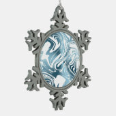 メタリックブルーホワイトポップシクルクリスマスオーナメント スノーフレークピューターオーナメント (左)