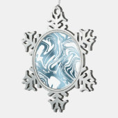 メタリックブルーホワイトポップシクルクリスマスオーナメント スノーフレークピューターオーナメント (右)