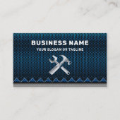 メタリックブルーメッシュ整備士 自動車修理 機械士 名刺 (正面)