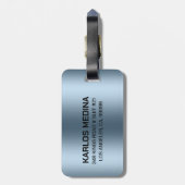 メタリックブルーモダンステンレス鋼の外観 ラゲッジタグ (裏面縦)