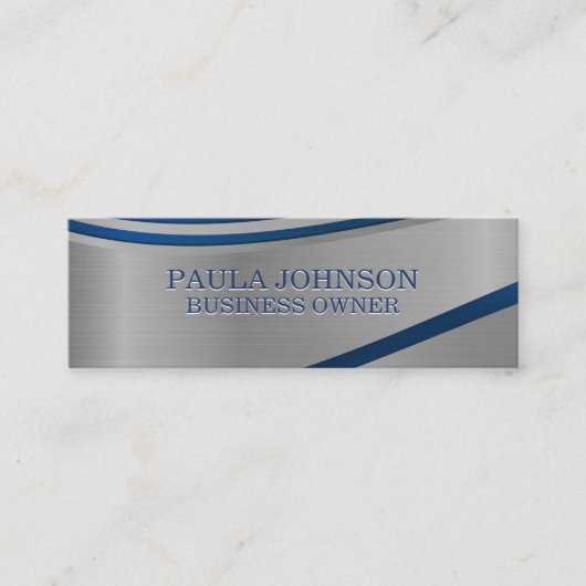 メタリックブルー抽象芸術背景 スキニー名刺 (正面)
