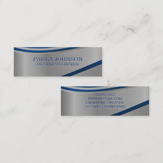 メタリックブルー抽象芸術背景 スキニー名刺 (正面/裏面)