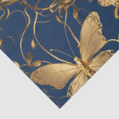 メタリックブルー蝶と金ゴールドつる植物 薄葉紙 (詳細)