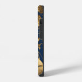 メタリックブルー蝶と金ゴールドつる植物 iPhoneケース (左側面)