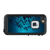 メタリックブルー&ダークブルーフローラレース LifeProof iPhoneケース (裏面横)