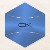 メタリックブルー(銀アクセント紙コースター) ペーパーコースター (正面)