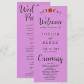 メタリックブロンズムーンフェイズパープル結婚式 プログラム (正面/裏面)