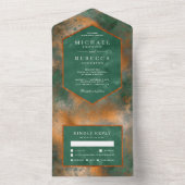 メタリックブロンズ素朴銅グリーンパテ結婚ィナ オールインワン招待状 (内側)